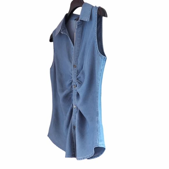 Womens Denim Tank Top S. M. L. Button Down Sleeveless Shirt 100%  Tencel Soft - Picture 8 of 12